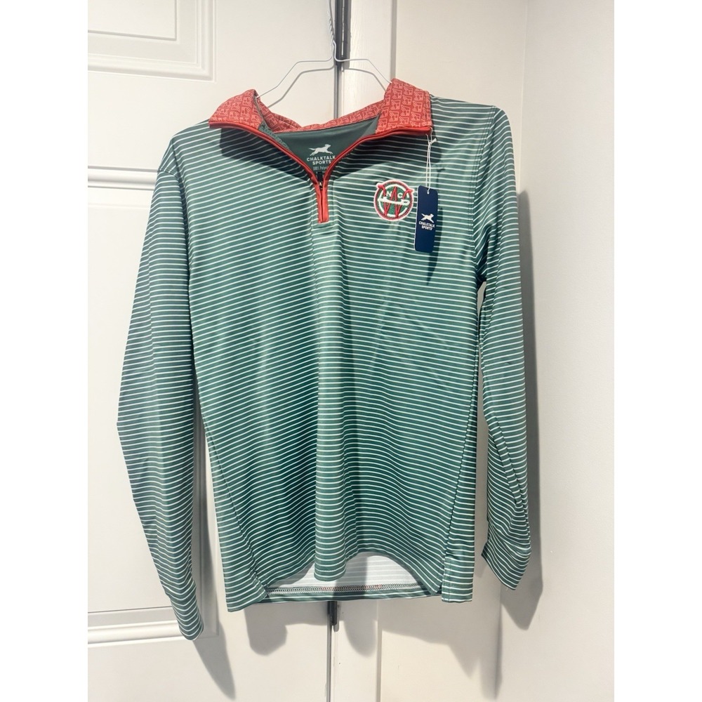 Chalktalk Sports Women's Green Striped Quarter Zip NWT S New Caanan Winter Club